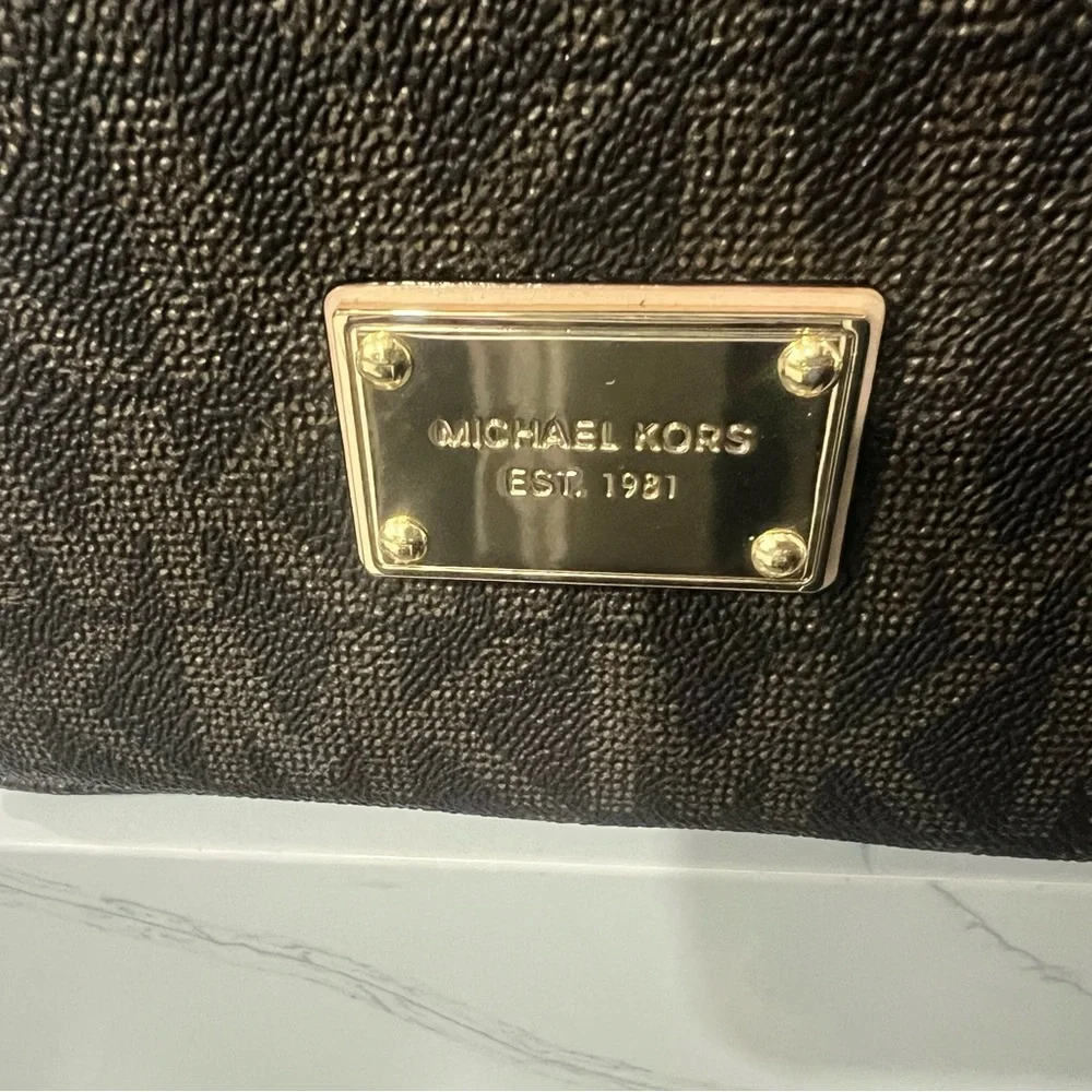 Michael Kors Black and Brown Logo Tablet Carrying Case